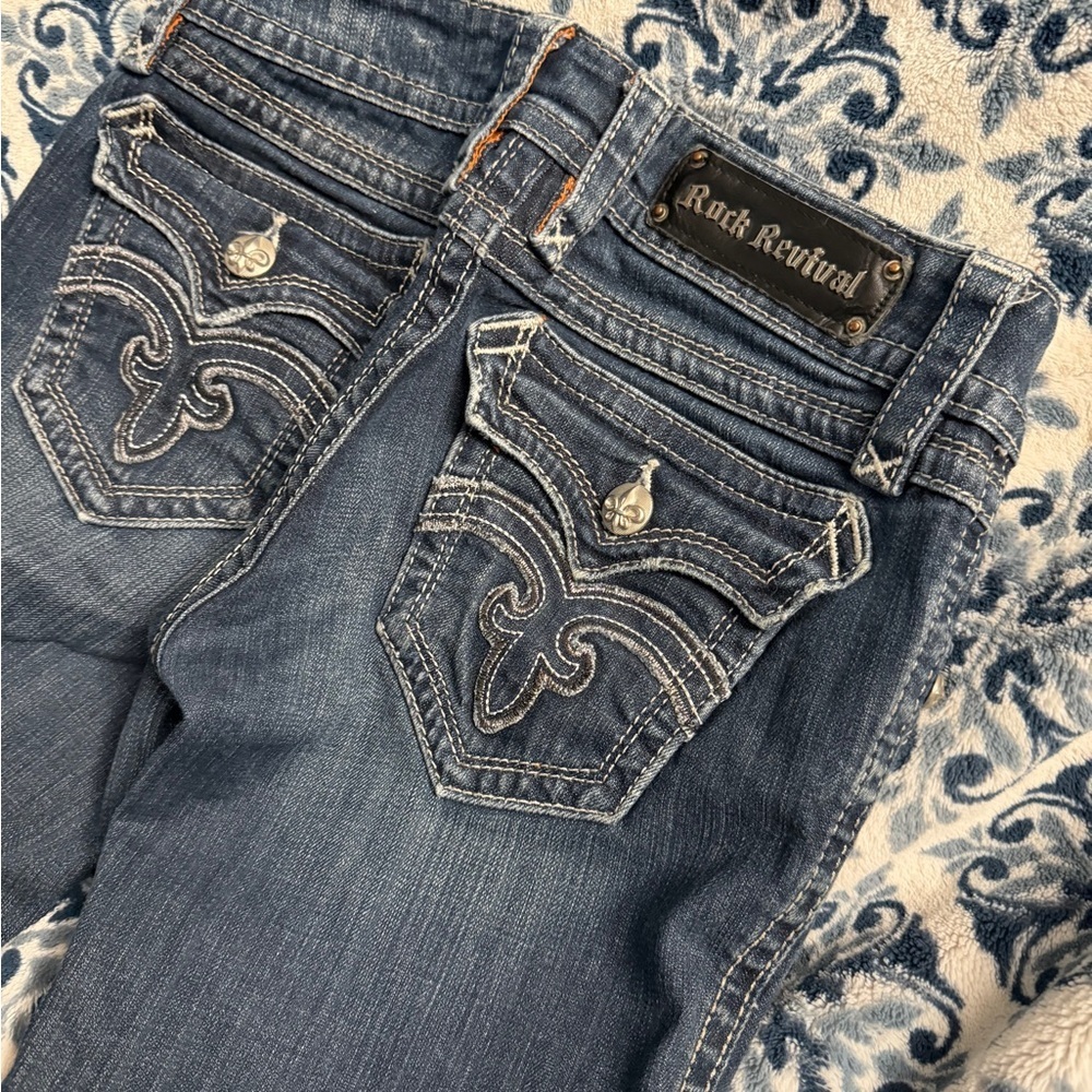 Rock Revival Women's Sz 28 Deborah Boot Dark Blue Boot Cut Jeans - Picture 10 of 16
